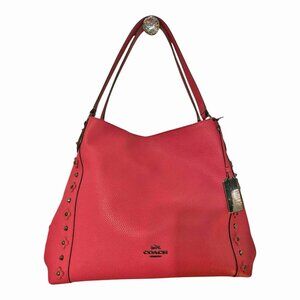 Coach Leather Shoulder Bag Edie 31 Willow Floral in Pebbled Pink Leather EUC